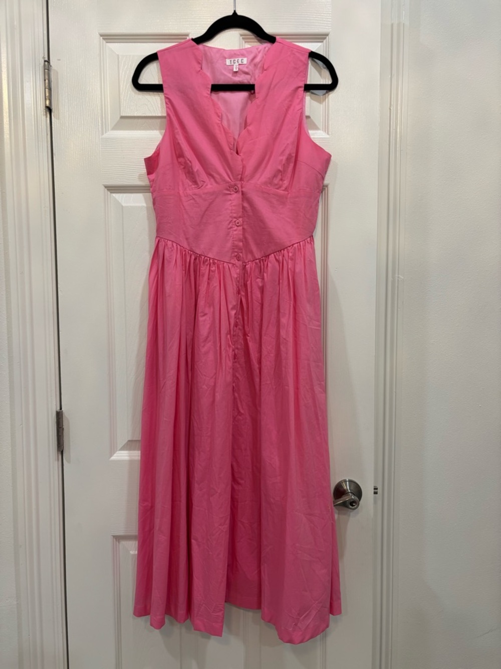 TCEC Pink Sleeveless Button-Front Maxi Dress